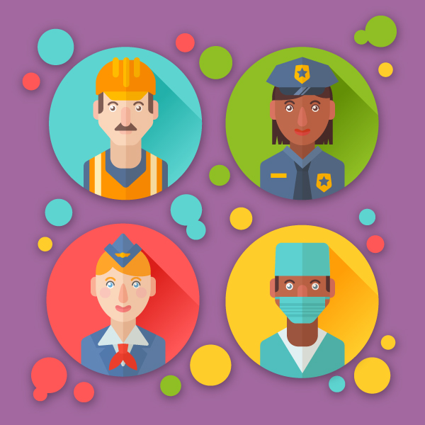 Free Flat Profession Avatars Icons Set