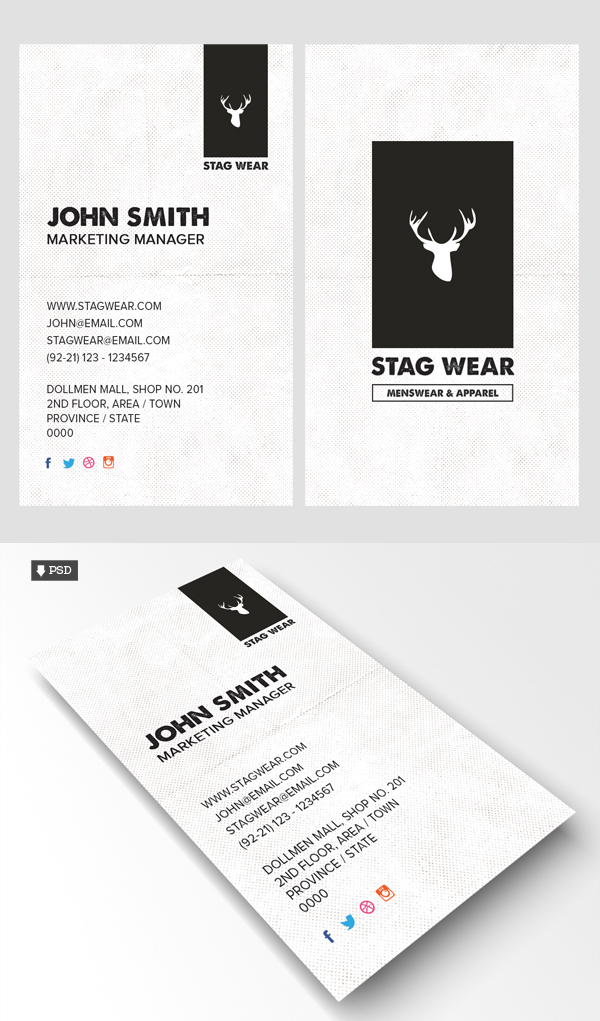 Free Vertical Business Card PSD Template