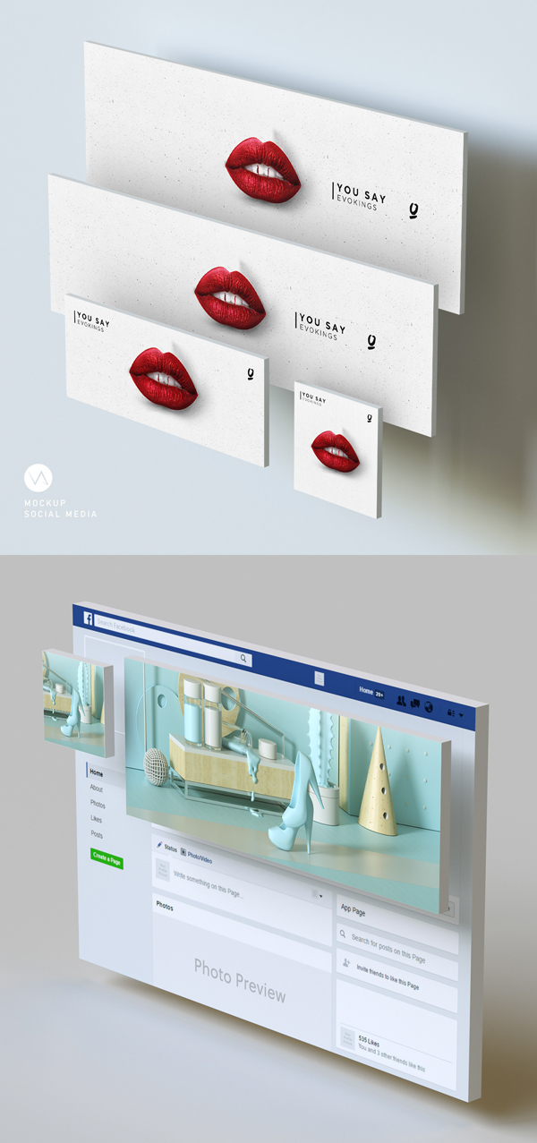 Free Social Media Mockups Template PSD