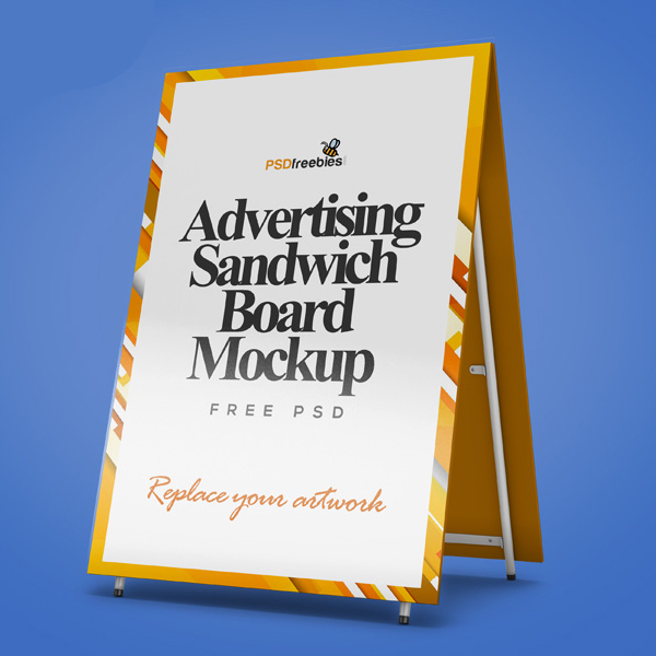 Free Advertising Sandwich Board Mockup PSD