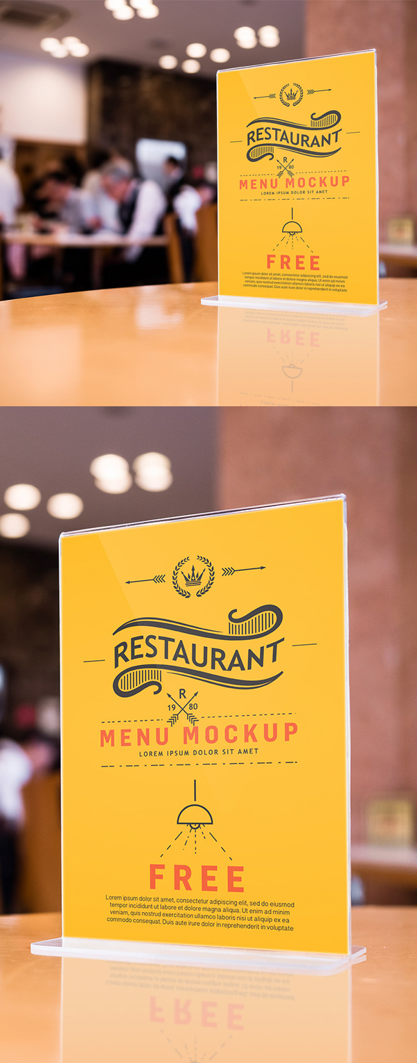 Free Bar/Restaurant Menu Mockup PSD