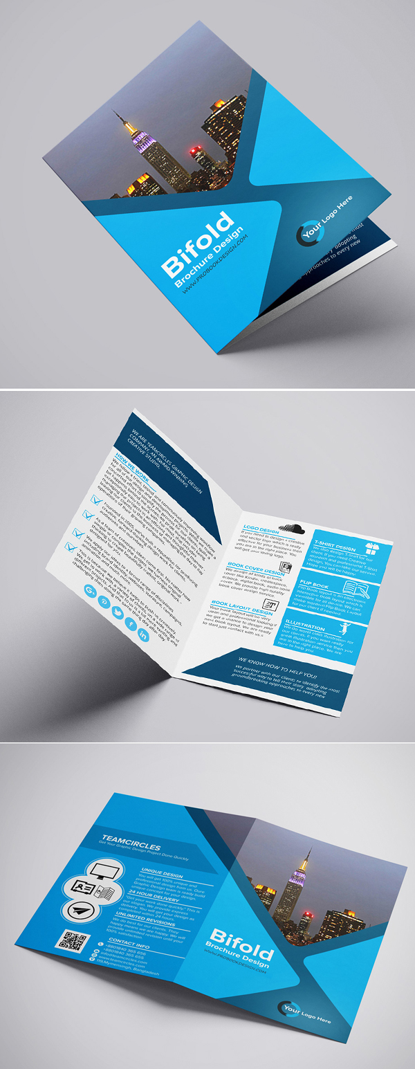 Free PSD Bifold Brochure Mockup