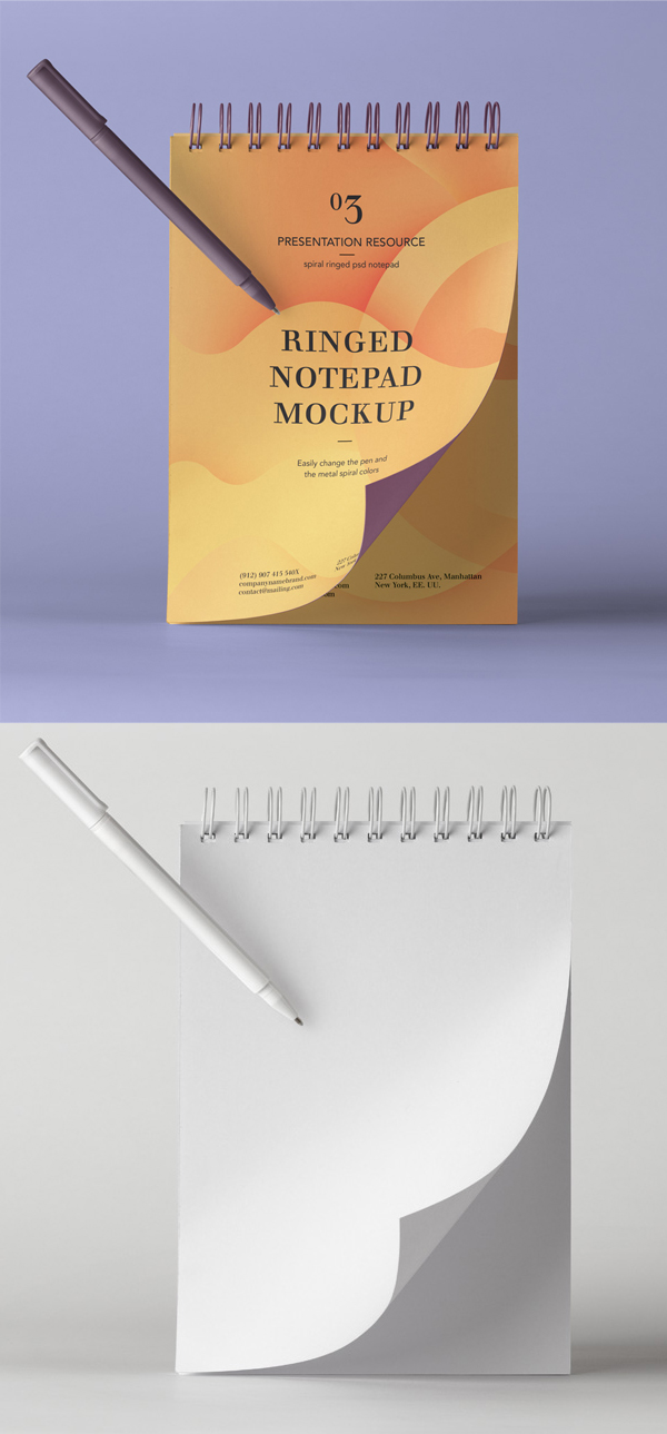 Free Ringed Notepad Mockup