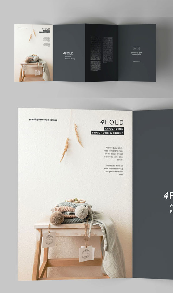 Free 4 Fold Brochure Mockup PSD