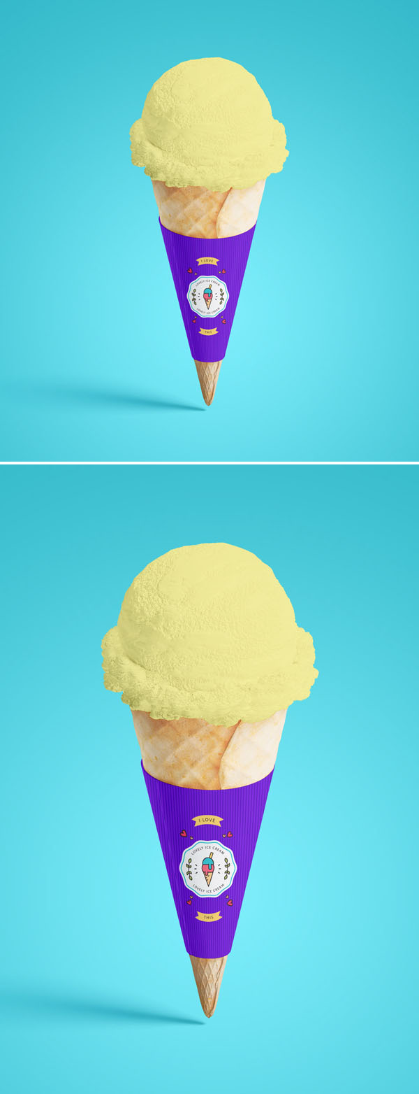 Free Brand Ice Cream Cone Mockup PSD