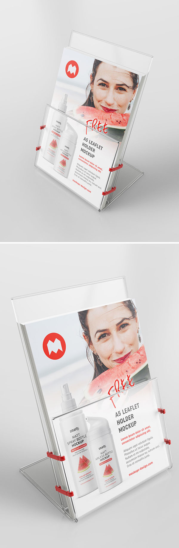 Free Transparent Leaflet Holder PSD Mockup