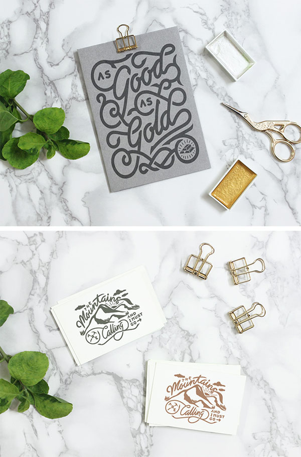 Marbled Lettering Mockups Set