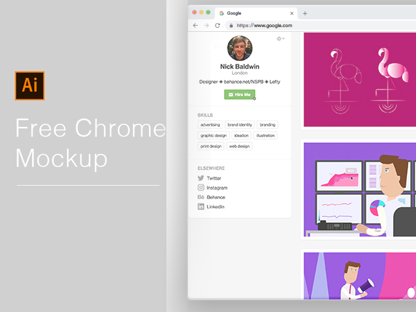 Free Chrome Mockup 2018 - Illustrator