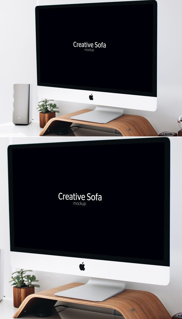 iMac Free Perspective Mockup PSD