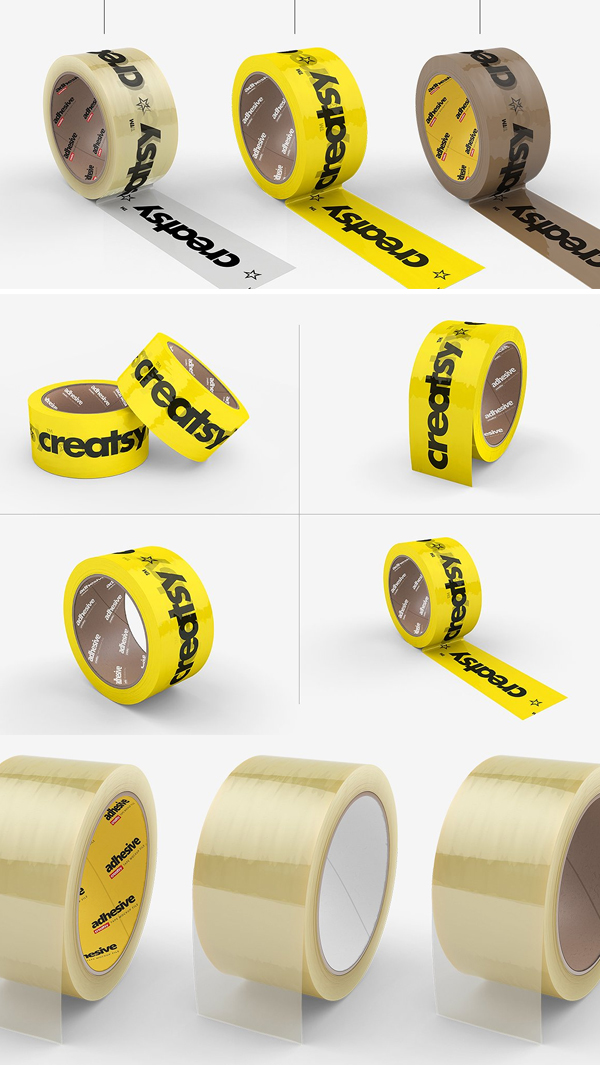 Packing Tape Many Types Mockup Set