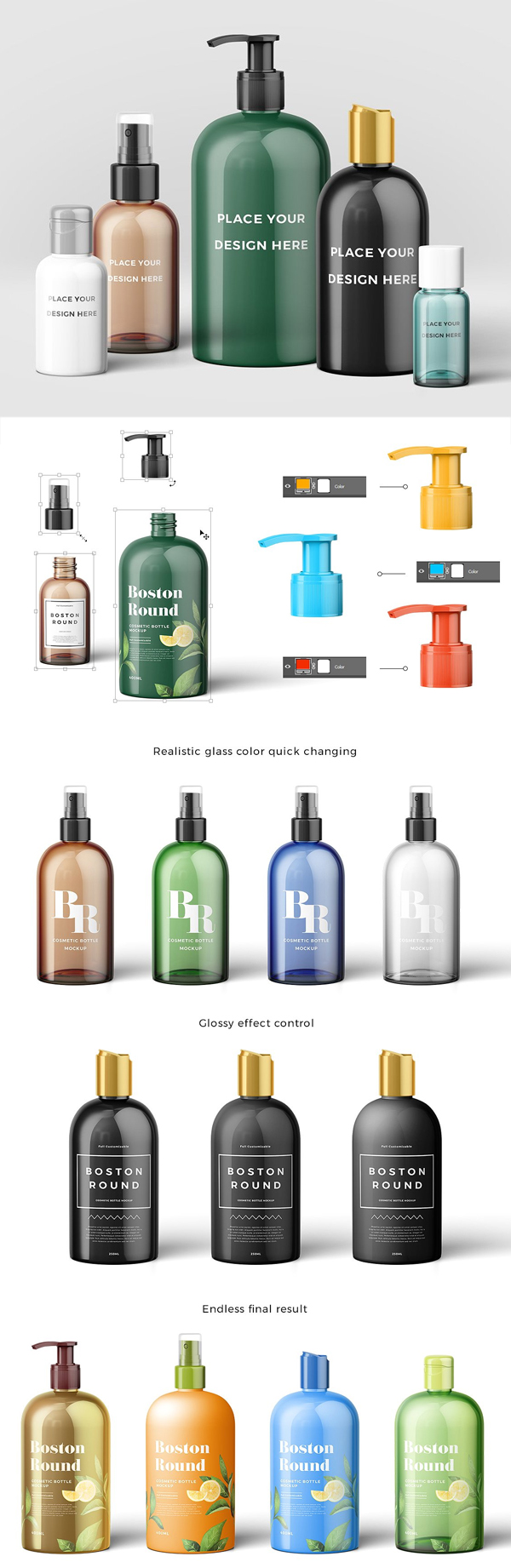 Cosmetic Bottles Mockup