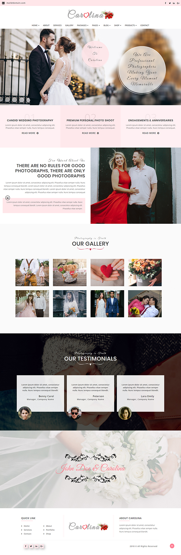 CAROLINA – Photography WordPress Theme