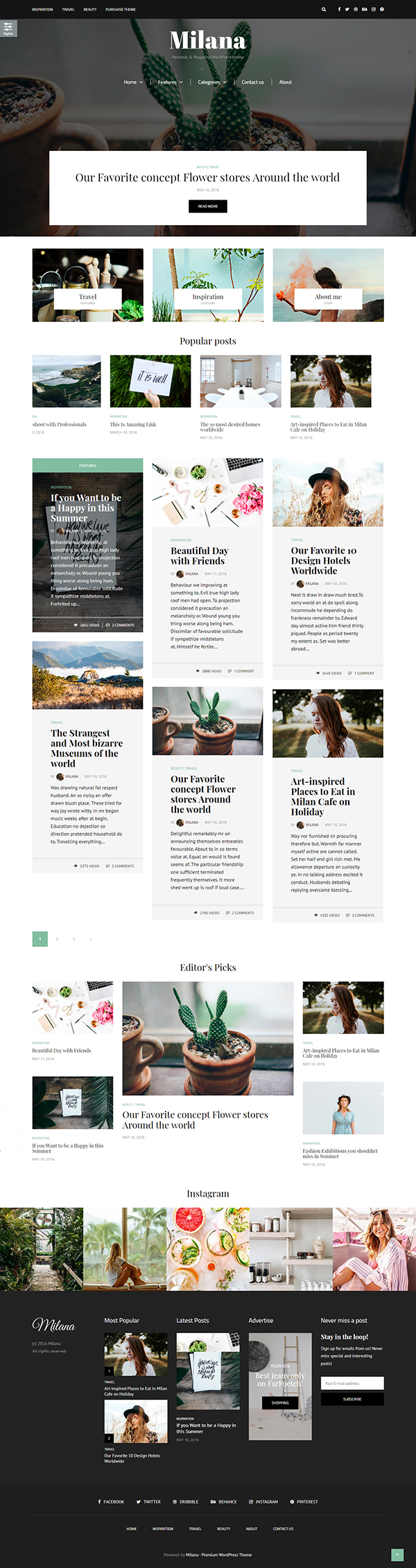 Milana - WordPress Blog & Shop Theme