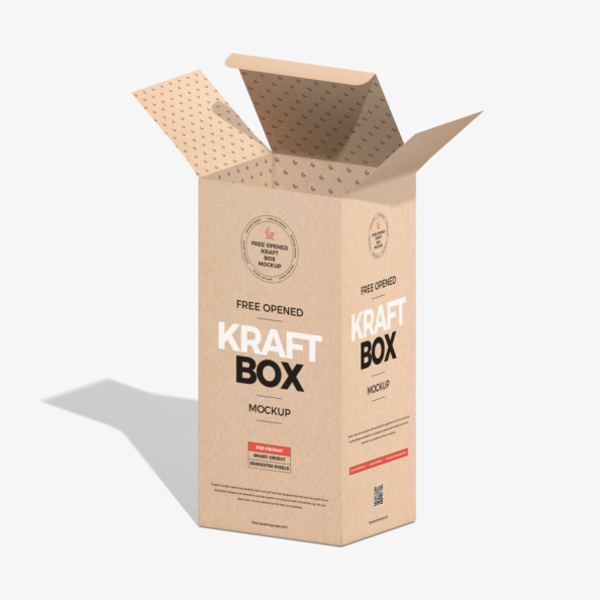 Free Opened Kraft Box Mockup