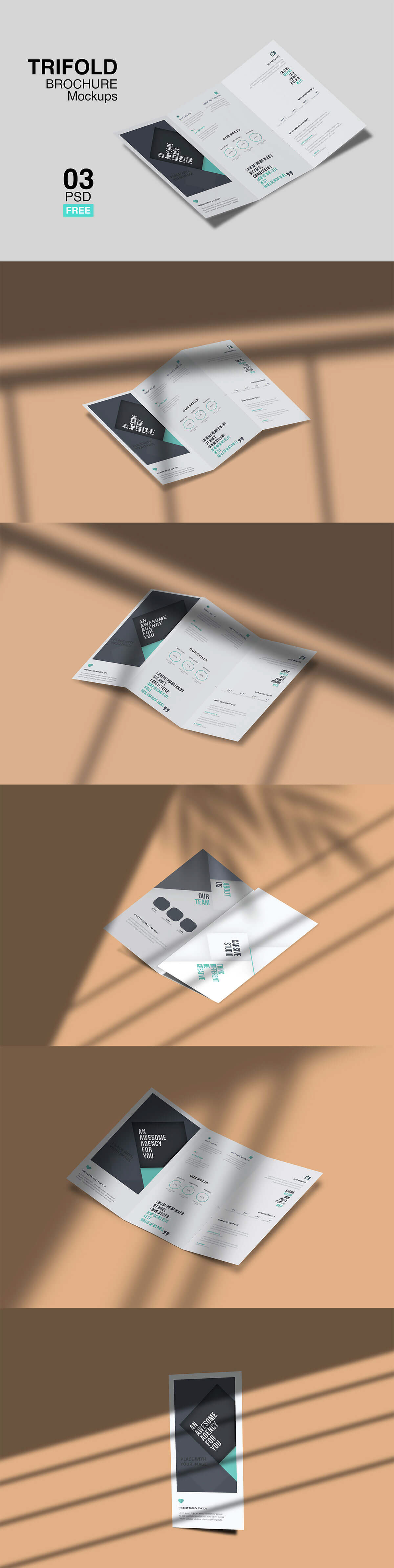 Free Trifold Brochure Mockup Templates