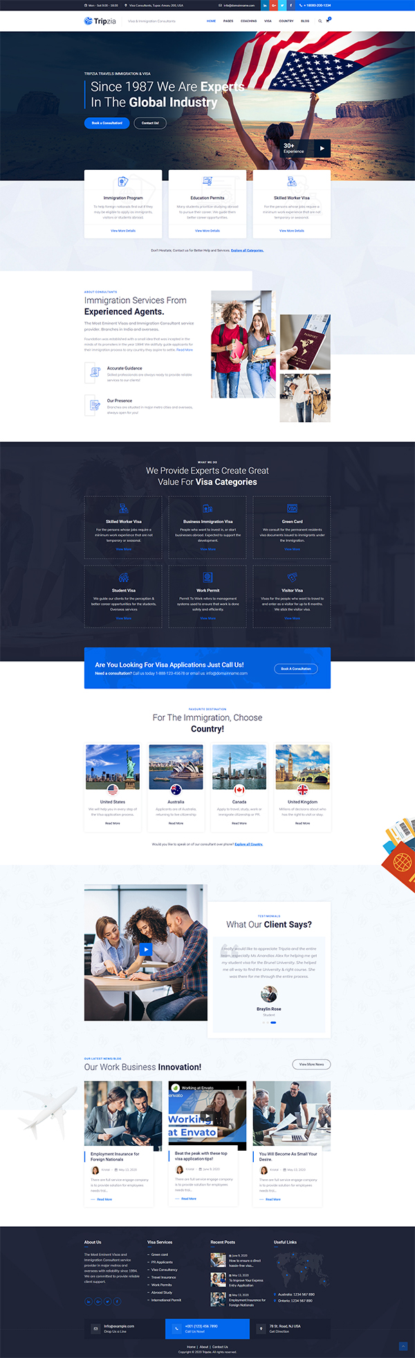 Tripzia – Immigration Consulting WordPress Theme