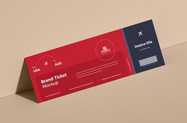 Free Ticket Mockup PSD