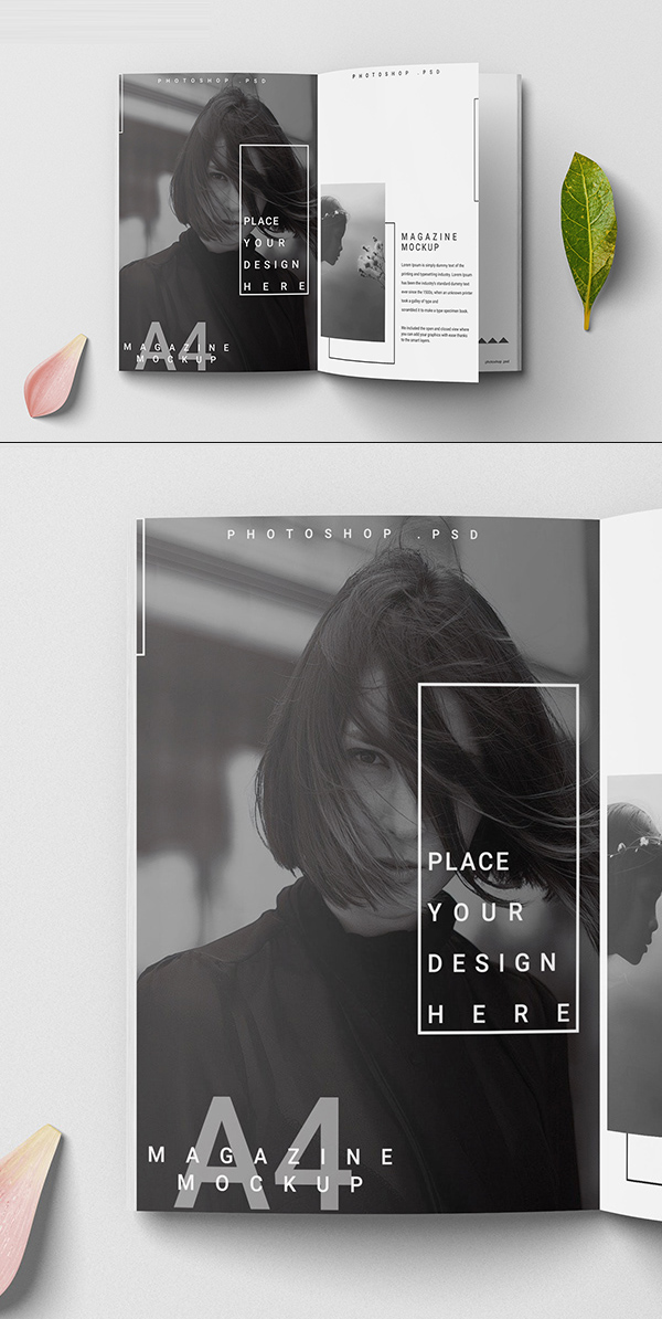 Free Magazine A4 Opened Mockup