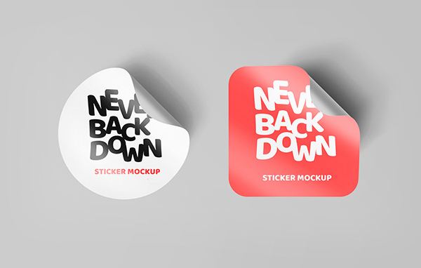 Curled Sticker Mockups