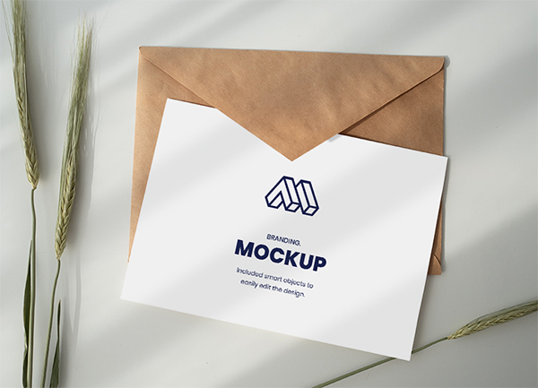 Paper Above Envelope Mockup