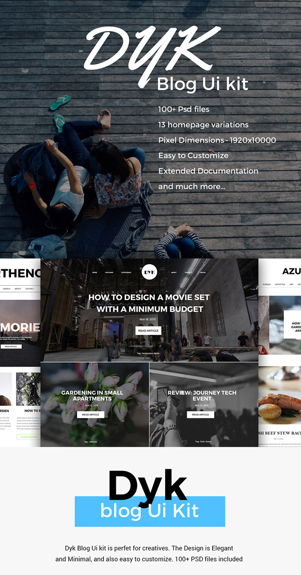 Dyk - Blog UI Kit Free PSD Elements