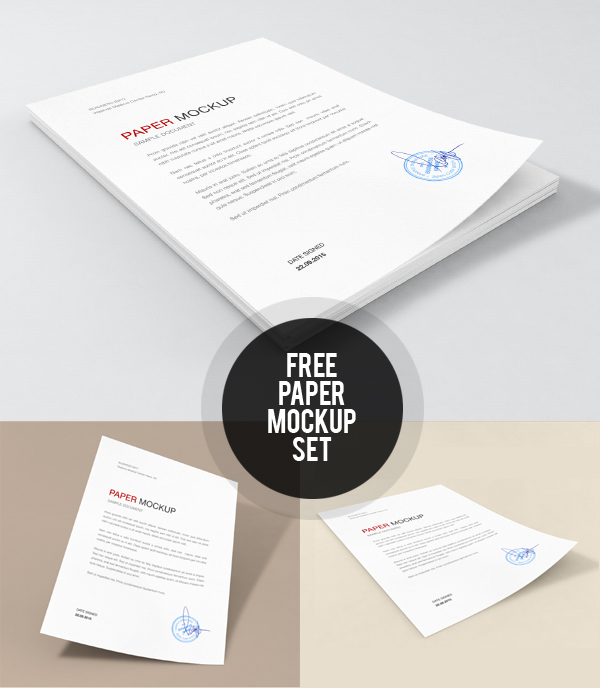 Free Paper Mockup Set PSD