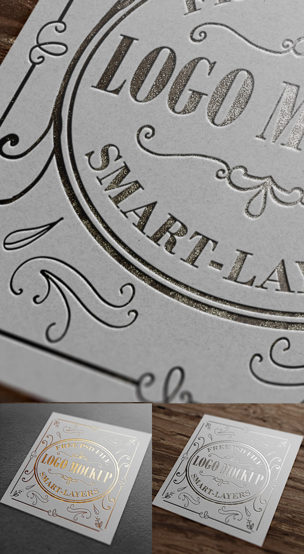 Free Gold And Silver Stamping Logo Mockup