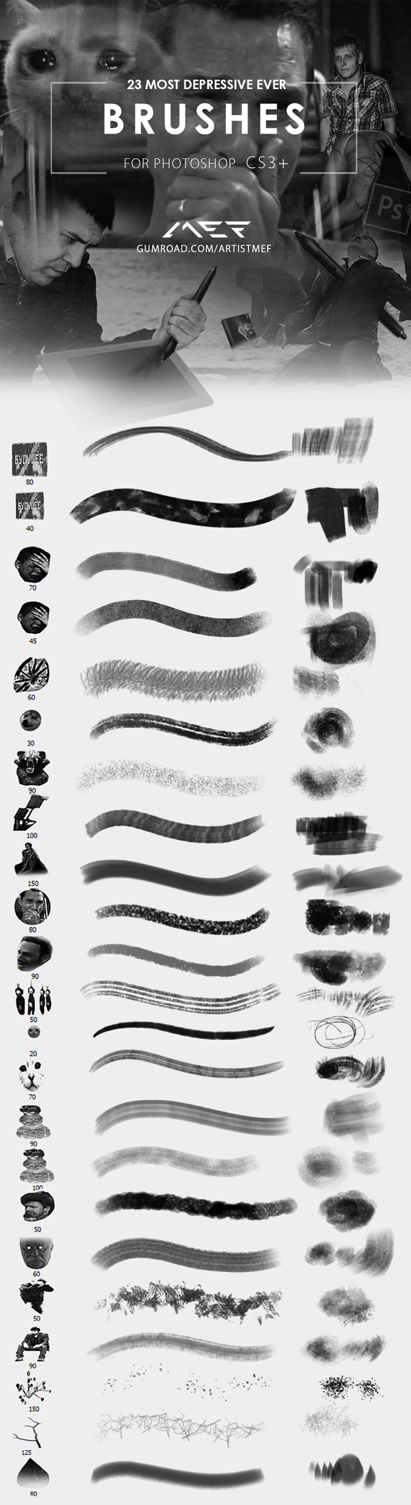 Free Most Depressive Photoshop Brushes (26 Brushes)