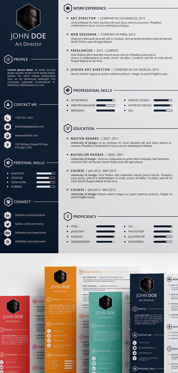 Free Creative Resume Template (PSD, ID)