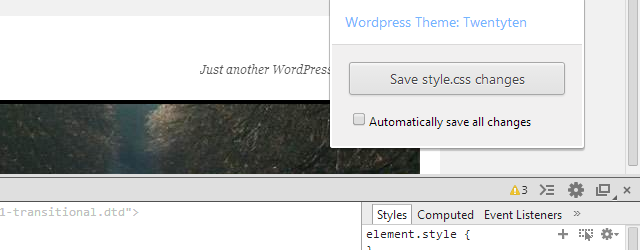 Wordpress Style Editor chrome extension web designer