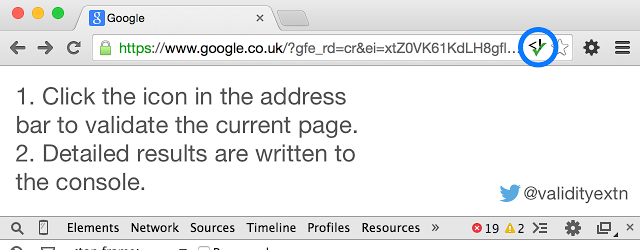 Validity web developer extension chrome