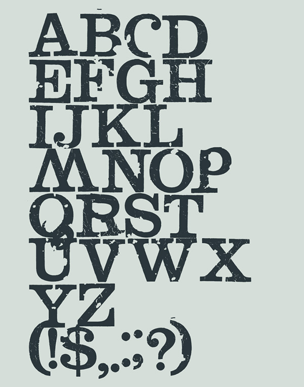 DryTransfer Clarendon Crusty Font Letters