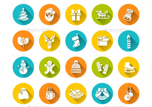 Christmas-Flat-Round-Icons-Set