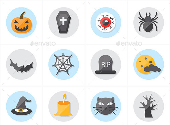 Flat-Icons-For-Halloween-Icons-Vector-Illustration