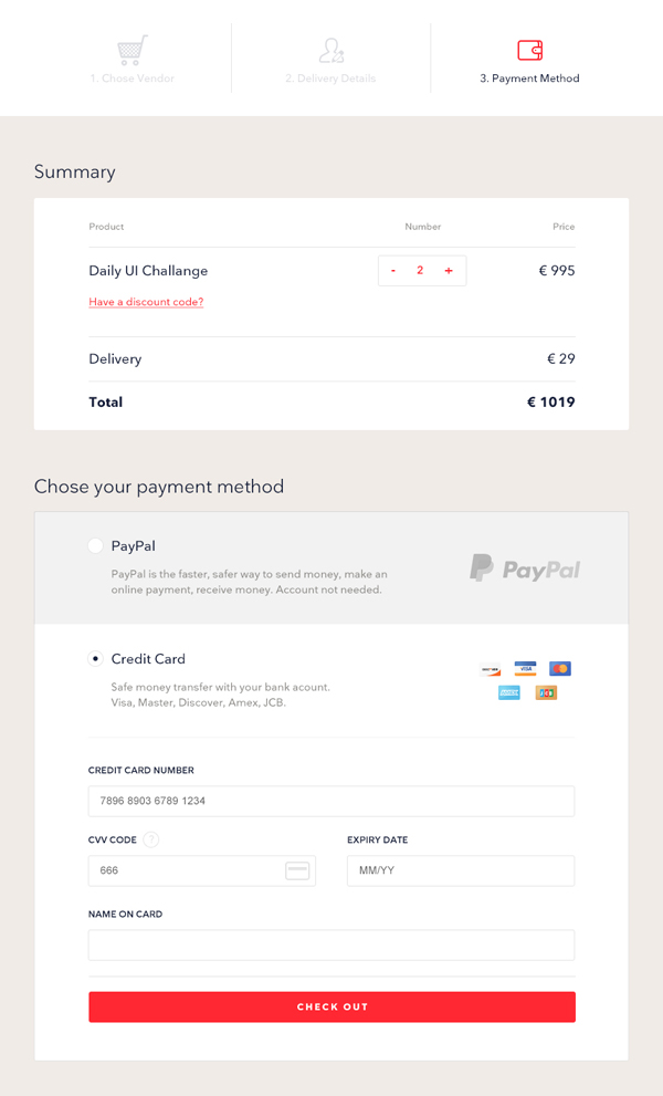 Free Credit Card Checkout UI Design