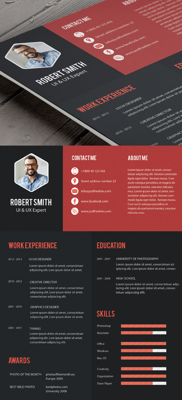 Creative Professional Resume Template Free PSD