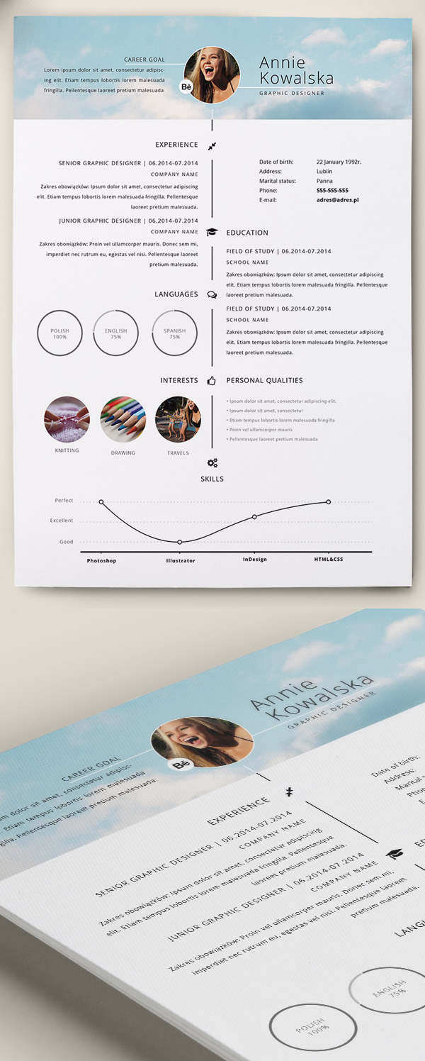 Free Minimalistic Resume/CV Timeline Template