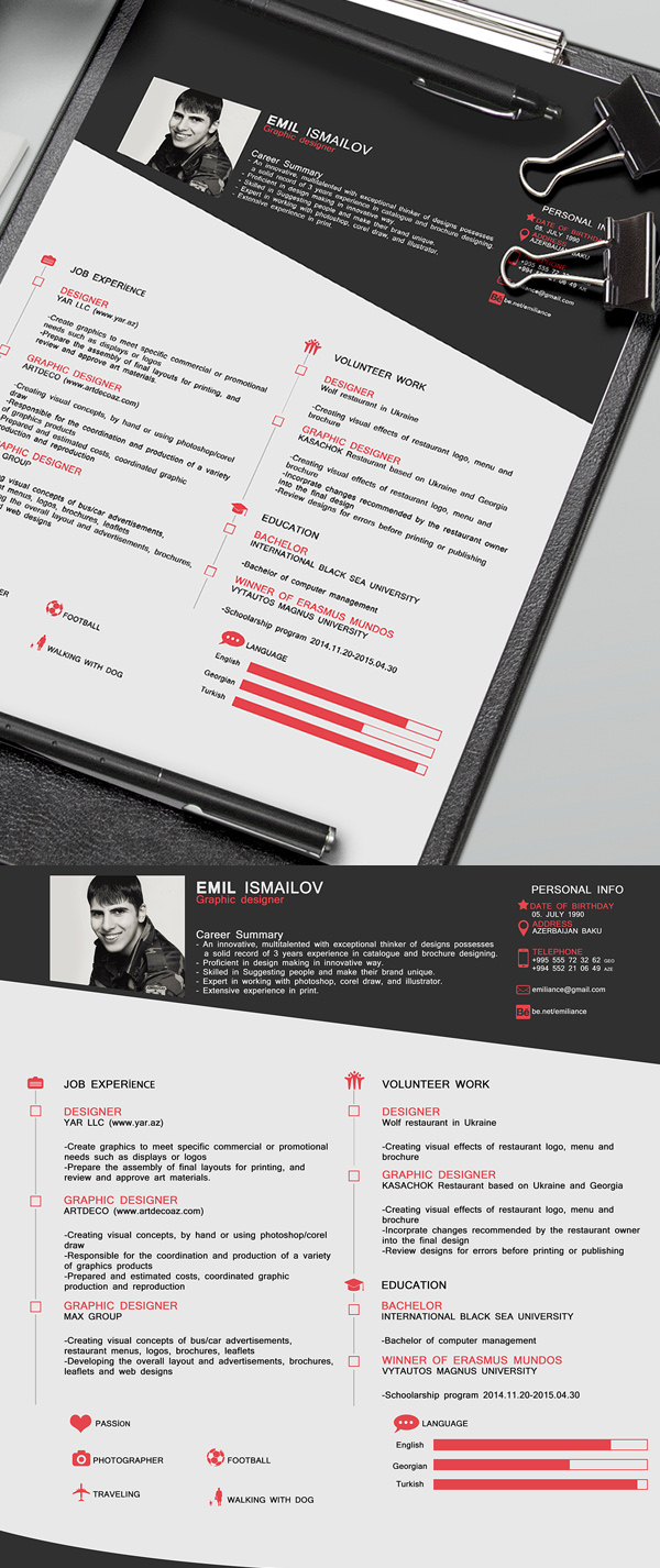 Free Professional CV Resume PSD Template