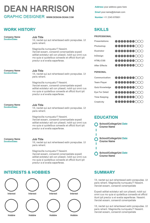 Free Simple Resume PSD Template