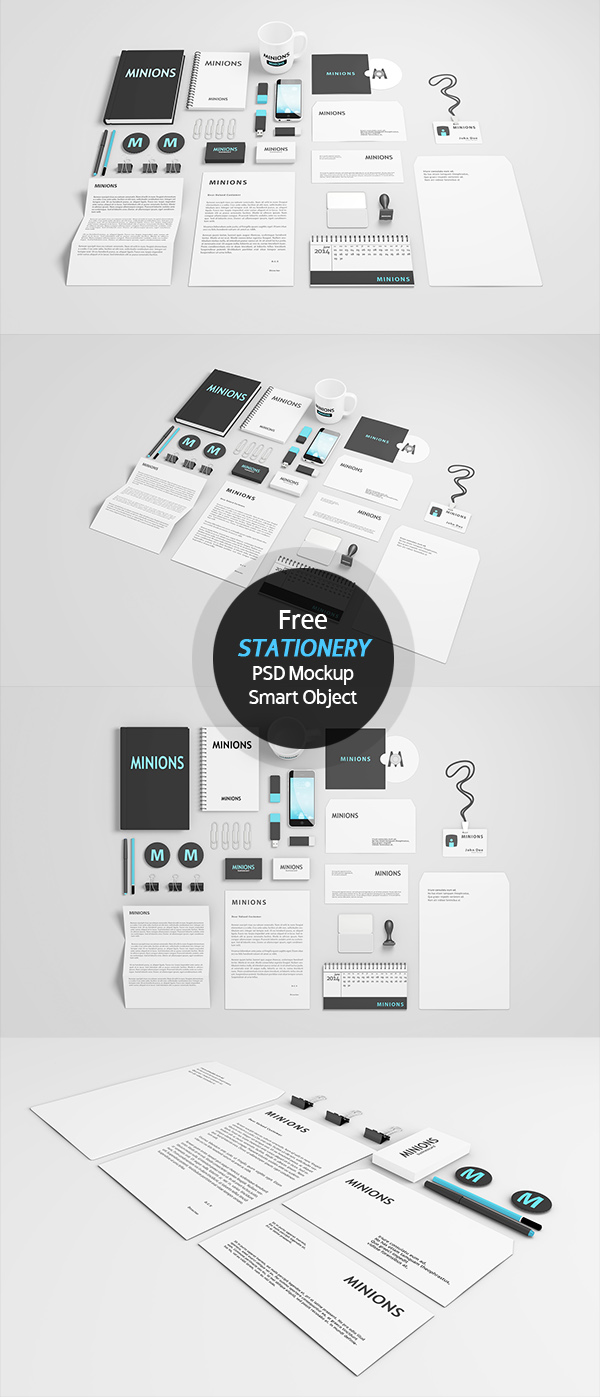 Free Stationery Mockup (Smart Object & Layered)
