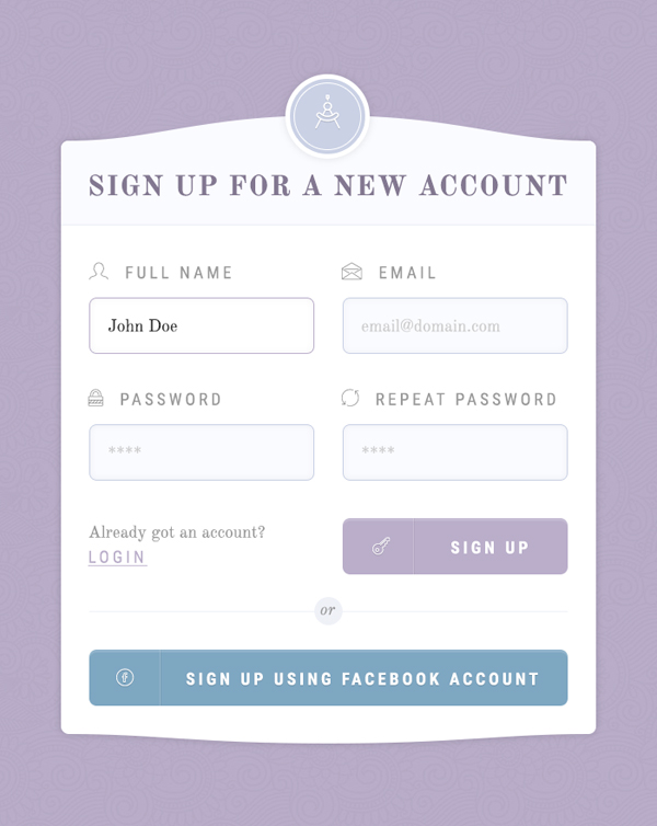 Classy Register Form PSD Template UI