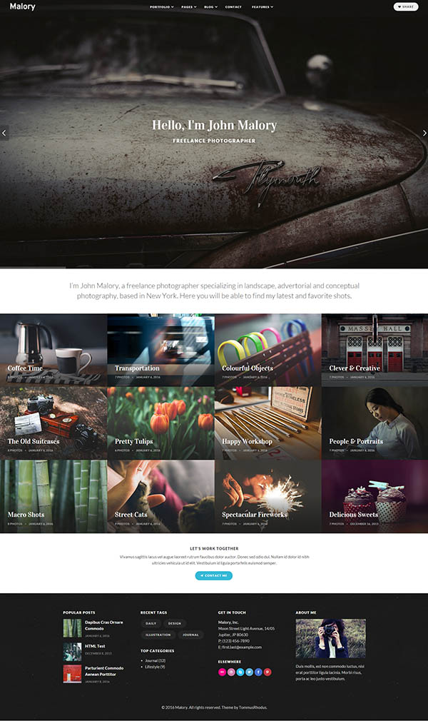 Malory – Photography & Magazine WordPress Theme