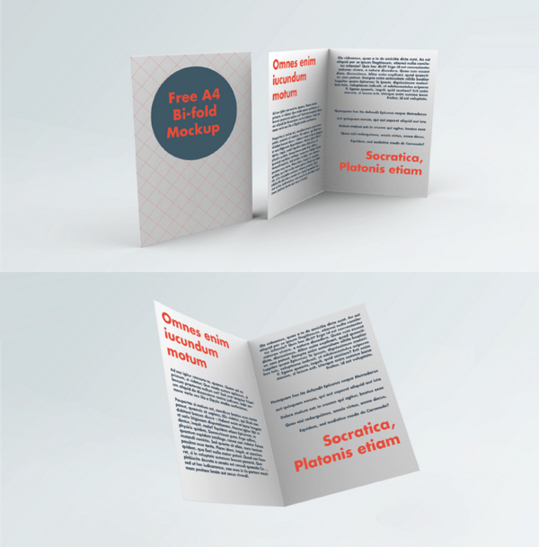 Free A4 Bi-Fold Brochure Mockup