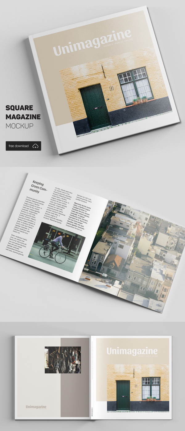 Free Square Magazine Mockup