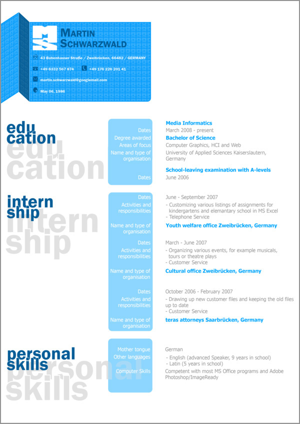 resume design ideas