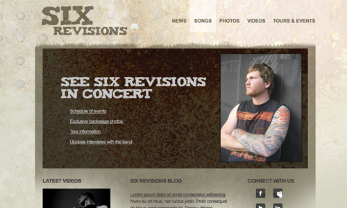 band website layout design