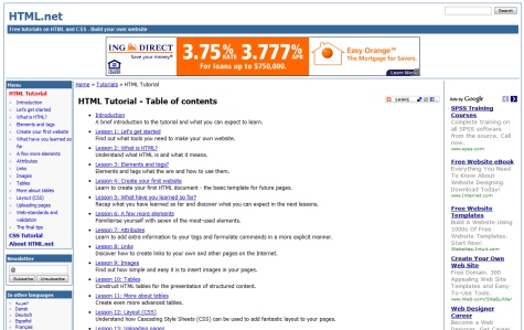 HTML Tutorials from HTML.net