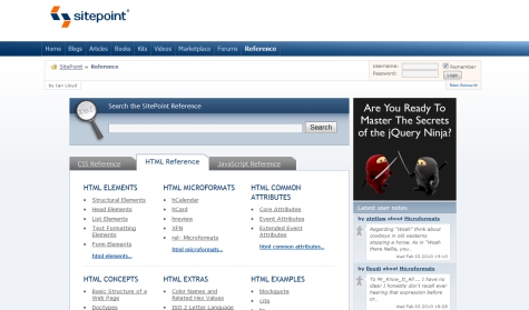 HTML Reference at SitePoint
