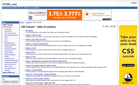 CSS Tutorials from HTML.net