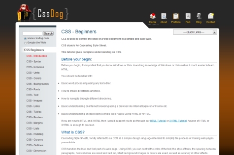 CSS Beginner Tutorials from CSSDog